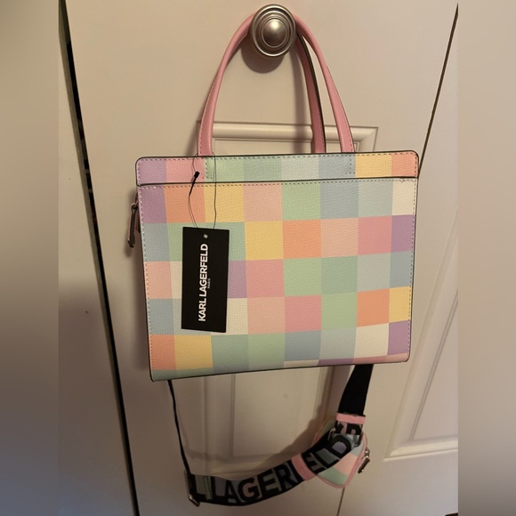 Karl Lagerfeld Pastel Checkered Satchel